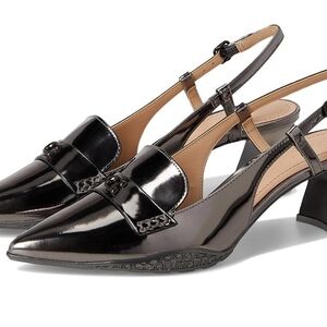 COACH Nikola Metallic Leather Hybrid Slingback High Women's Heels Anthracite.10M